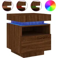 vidaXL Armoire de chevet avec lumières LED chêne marron 40x39x48,5 cm