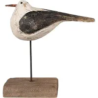 Clayre & Eef Figurine de décoration oiseau 13 cm blanc noir bois