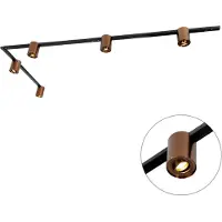 QAZQA Système sur rail monophasé avec 5 spots bronze foncé et noir - Rondoo Up