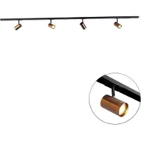 QAZQA Système sur rail moderne monophasé avec 4 GU10 Wifi bronze foncé - Jeana