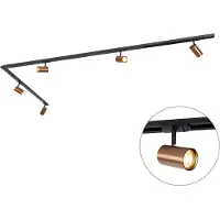 QAZQA Système sur rail moderne monophasé avec 5 spots bronze foncé - Jeana