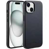 Accezz Coque arrière en cuir avec MagSafe pour Apple iPhone 15 - Onyx Black