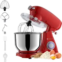 Kitchenbrothers Robot de cuisine - - Bol mélangeur 6L - 1800W - Aluminium - Rouge