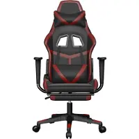 vidaXL Chaise de jeu avec repose-pieds noir et bordeaux similicuir