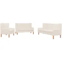 vidaXL Ensemble de canapés 3 pièces tissu blanc crème