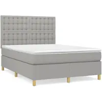 vidaXL Lit boxspring avec matelas gris clair 140x200 cm Tissu