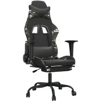 vidaXL Chaise de jeu avec repose-pieds noir et camouflage similicuir