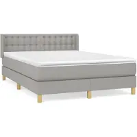 vidaXL Lit boxspring avec matelas gris clair 140x190 cm Tissu