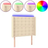 vidaXL Tête de lit LED Crème 83x16x118/128 cm Tissu