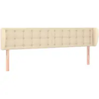 vidaXL Tête de lit avec oreilles Crème 163x23x78/88 cm Tissu