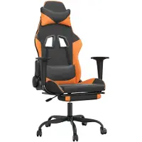 vidaXL Chaise de jeu avec repose-pieds noir et orange similicuir