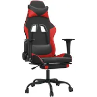 vidaXL Chaise de jeu avec repose-pieds Noir et rouge Similicuir