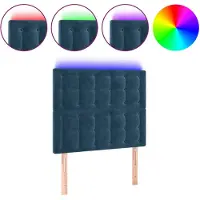 vidaXL Tête de lit LED bleu foncé 80x5x118/128 cm velours