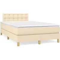 vidaXL Lit Boxspring avec matelas Crème 120x200 cm Tissu
