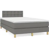 vidaXL Lit boxspring avec matelas gris foncé 120x200 cm Tissu