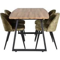Ebuy24 IncaNABL ensemble table, table extensible longueur cm160 / 200 El boisReproduction et 4 Velvet chaises Velours vert, noir.