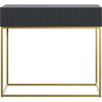NADUVI Collection Table Console Noire Avec Pieds Dorés 90x32 Cm
