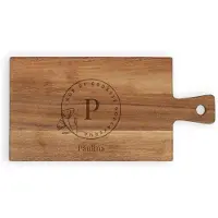 Yoursurprise Plateau de service personnalisé - Bois de teck - Rectangulaire - Format paysage - Taille S - Avec gravure