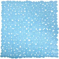 MSV Tapis Fond de douche PVC GALETS 53x53cm Bleu Ciel