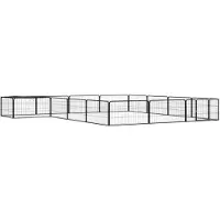 vidaXL Parc pour chien 16panneaux Noir 100x50cm Acier enduit de poudre