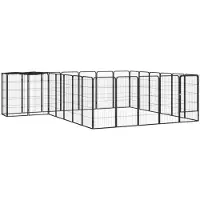 vidaXL Parc pour chien 26panneaux Noir 50x100cm Acier enduit de poudre