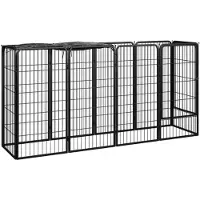 vidaXL Parc pour chiens 10 pièces noir 50x100cm Acier revêtu par poudre