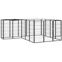 vidaXL Parc pour chiens 18 pièces noir 50x100cm acier peint par poudrage