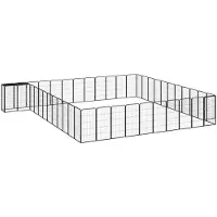 vidaXL Parc pour chien 46panneaux Noir 50x100cm Acier enduit de poudre