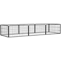 vidaXL Parc pour chiens 8 pièces noir 100x50 cm Acier revêtu par poudre