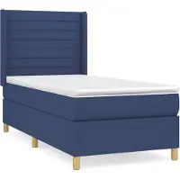 vidaXL Lit boxspring avec matelas bleu 90x190 cm Tissu