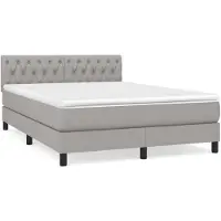 vidaXL Lit boxspring avec matelas gris clair 140x190 cm Tissu