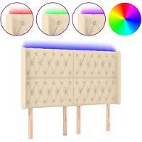 vidaXL Tête de lit LED Crème 147x16x118/128 cm Tissu