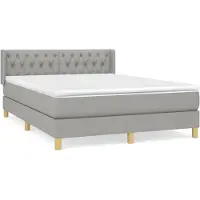 vidaXL Lit boxspring avec matelas gris clair 140x190 cm Tissu