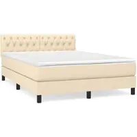 vidaXL Lit boxspring avec matelas Crème 140x200 cm Tissu