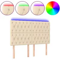 vidaXL Tête de lit LED Crème 144x7x118/128 cm Tissu