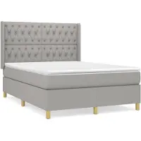 vidaXL Lit boxspring avec matelas gris clair 140x190 cm Tissu