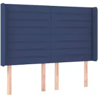 vidaXL Tête de lit avec oreilles bleu 147x16x118/128 cm Tissu