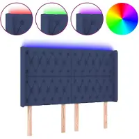 vidaXL Tête de lit LED bleue 163x16x118/128 cm Tissu