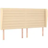 vidaXL Tête de lit avec oreilles Crème 203x23x118/128 cm Tissu