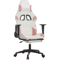 vidaXL Chaise de jeu avec massage & repose-pieds Blanc & Rose Similicuir