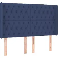 vidaXL Tête de lit avec oreilles bleu 163x16x118/128 cm Tissu