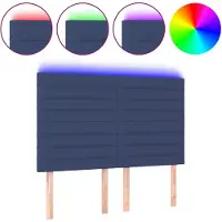 vidaXL Tête de lit LED bleue 144x5x118/128 cm Tissu