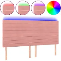 vidaXL LED Tête de lit rose 200x5x118/128 cm velours