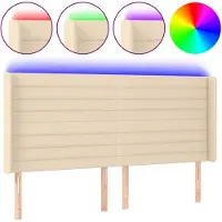 vidaXL Tête de lit LED Crème 163x16x118/128 cm Tissu