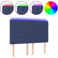 vidaXL Tête de lit LED bleue 160x7x118/128 cm Tissu