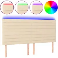 vidaXL Tête de lit LED Crème 200x5x118/128 cm Tissu