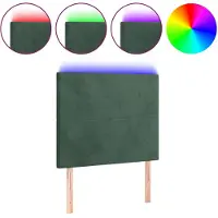 vidaXL Tête de lit LED vert foncé 100x5x118/128 cm velours