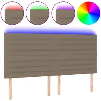 vidaXL Tête de lit LED Taupe 200x5x118/128 cm Tissu