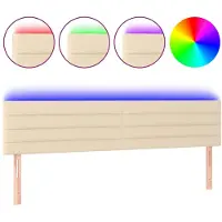 vidaXL Tête de lit LED Crème 180x5x78/88 cm Tissu