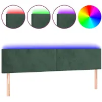vidaXL LED Tête de lit vert foncé 200x5x78/88 cm velours
